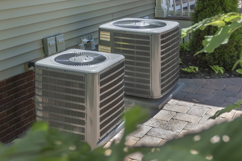 Two air conditioning units outside home in Fairlawn, Ohio.